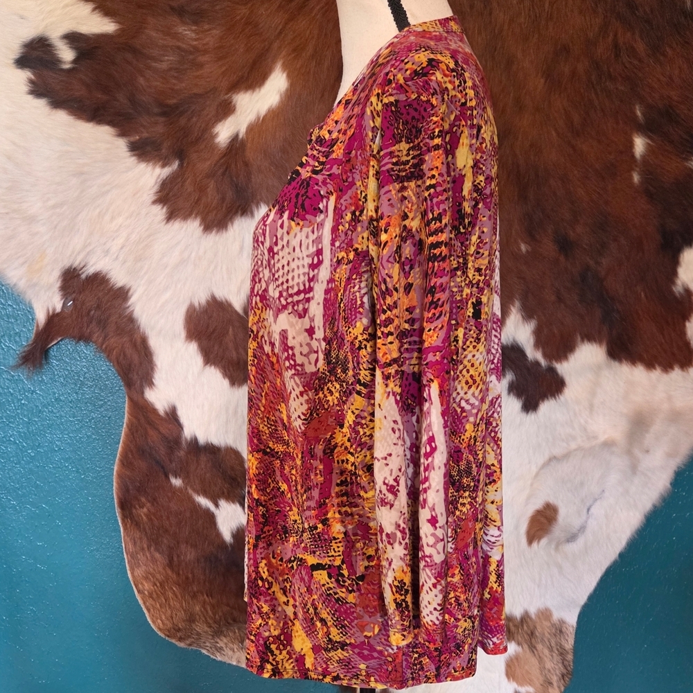 Anne Klein Pink and Yellow Patterned Blouse - Picture 5 of 8
